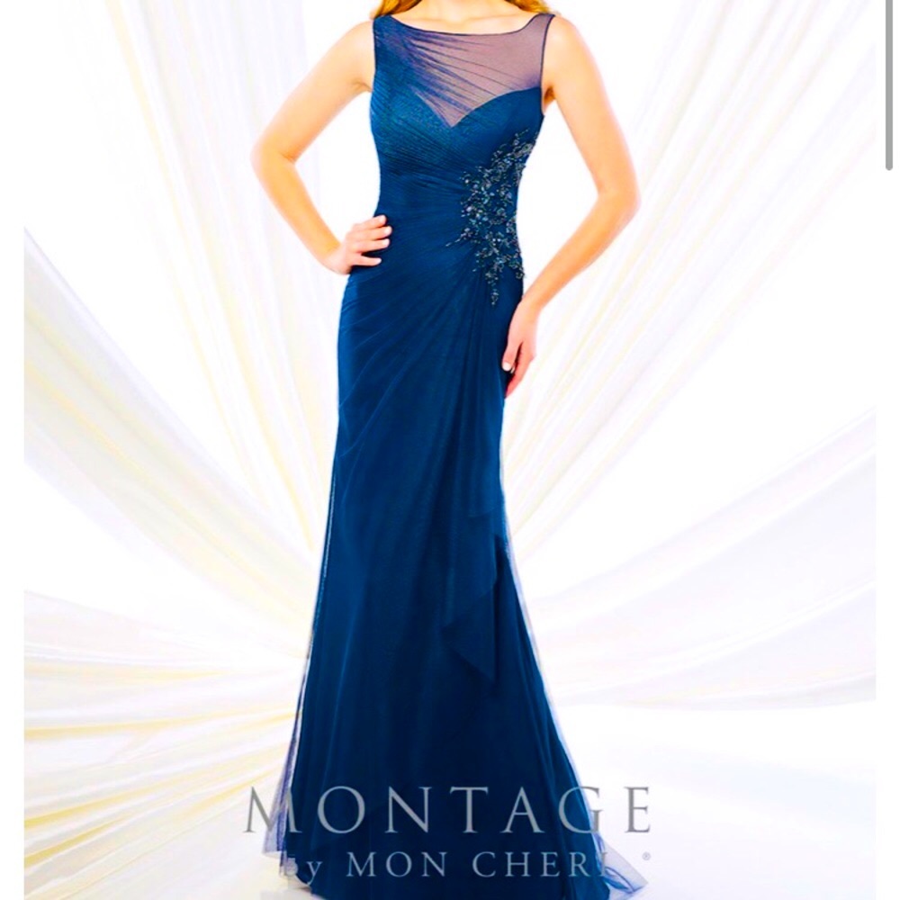 WEDDING SEASON IS HERE: Mon Cheri Montage Navy Dress Gown Size 14, GUEST/MOB